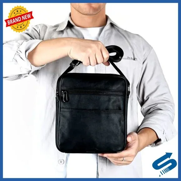 Genuine Leather Crossbody Messenger Bag for Men Work Travel Essentials